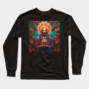 Sacred Heart with Flowers Long Sleeve T-Shirt